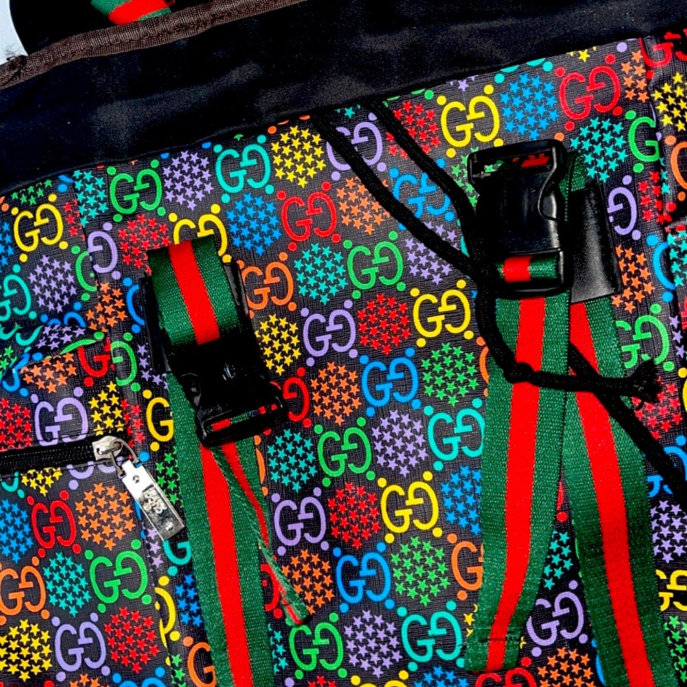 Multi color adjustable Gucci backpack inner pockets casual